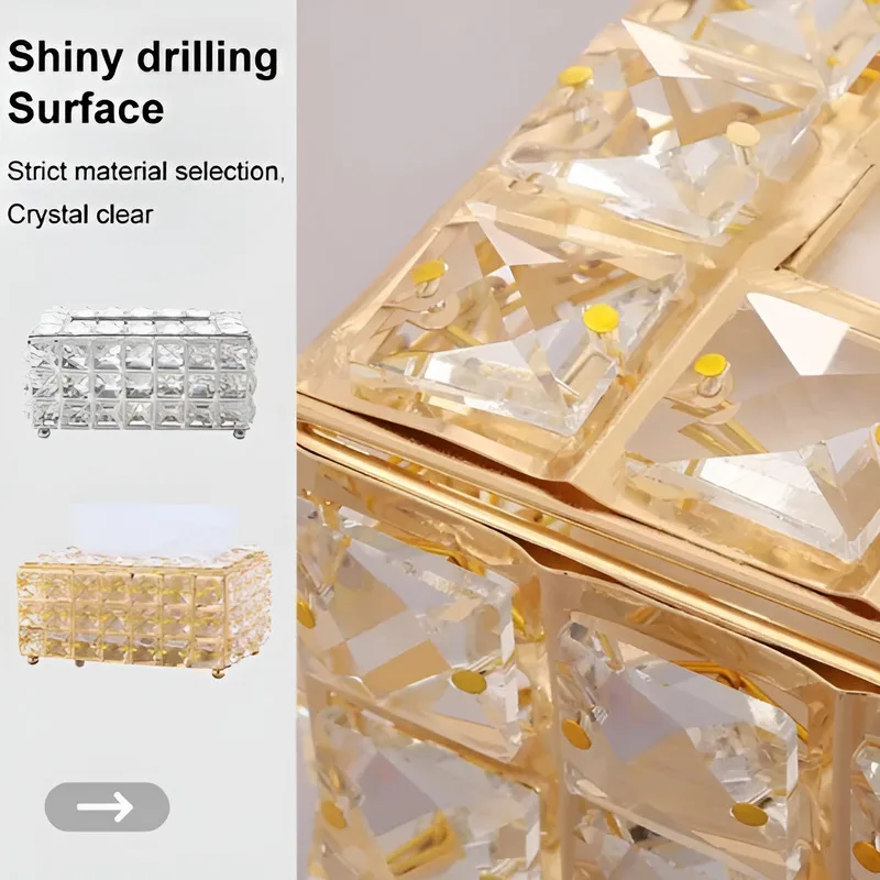 💕 حار 💕 [وصى به Netflix] صندوق مناديل فاخر/صندوق تخزين كريستال للمناشف الورقية/صندوق مناديل كريستال على الطراز الأوروبي/ورق