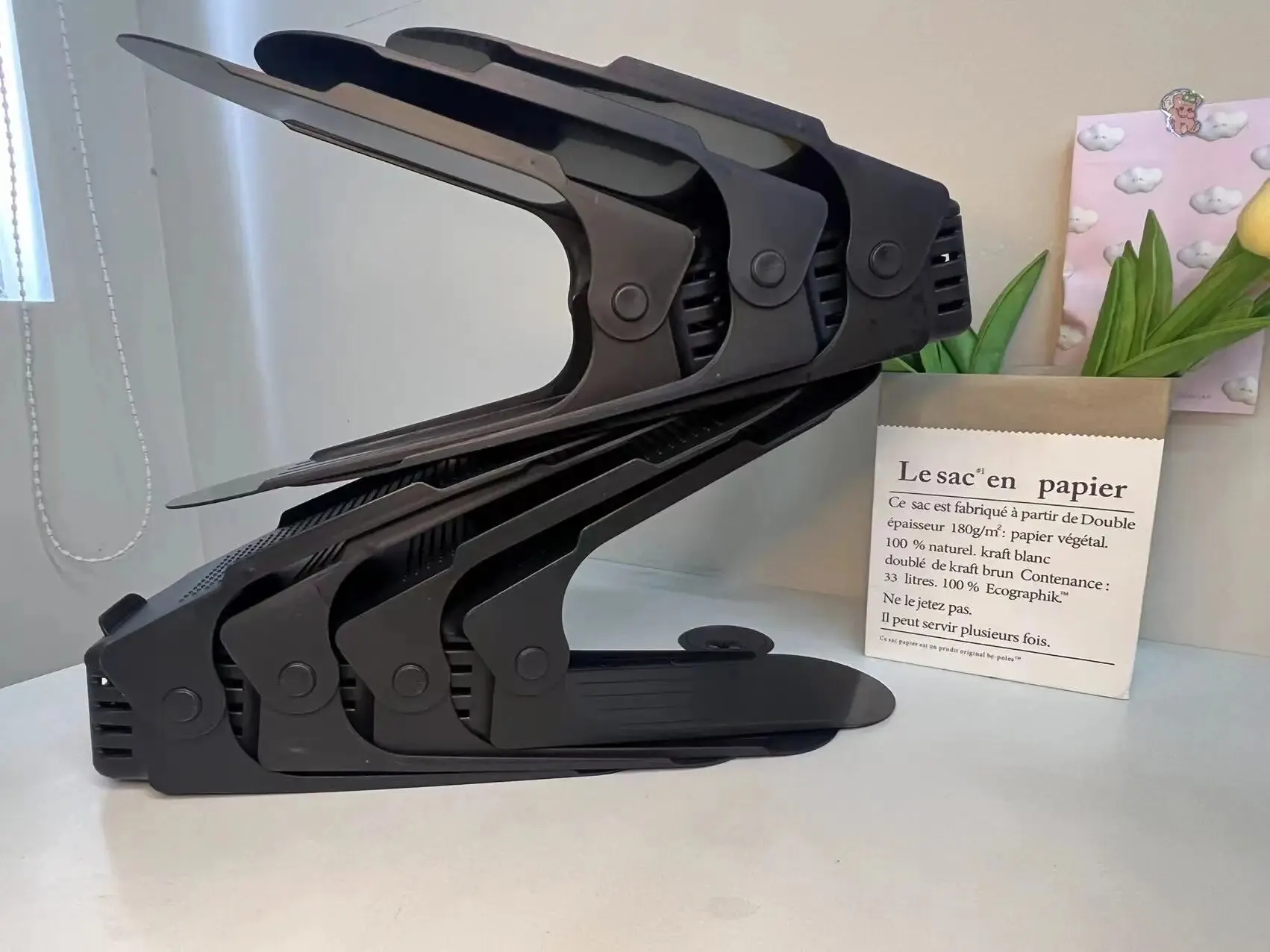 

Набор из 7 современных подставок для обуви, двухуровневый регулируемый органайзер для обуви, компактное пластиковое хранилище для обуви для гостиной и дома