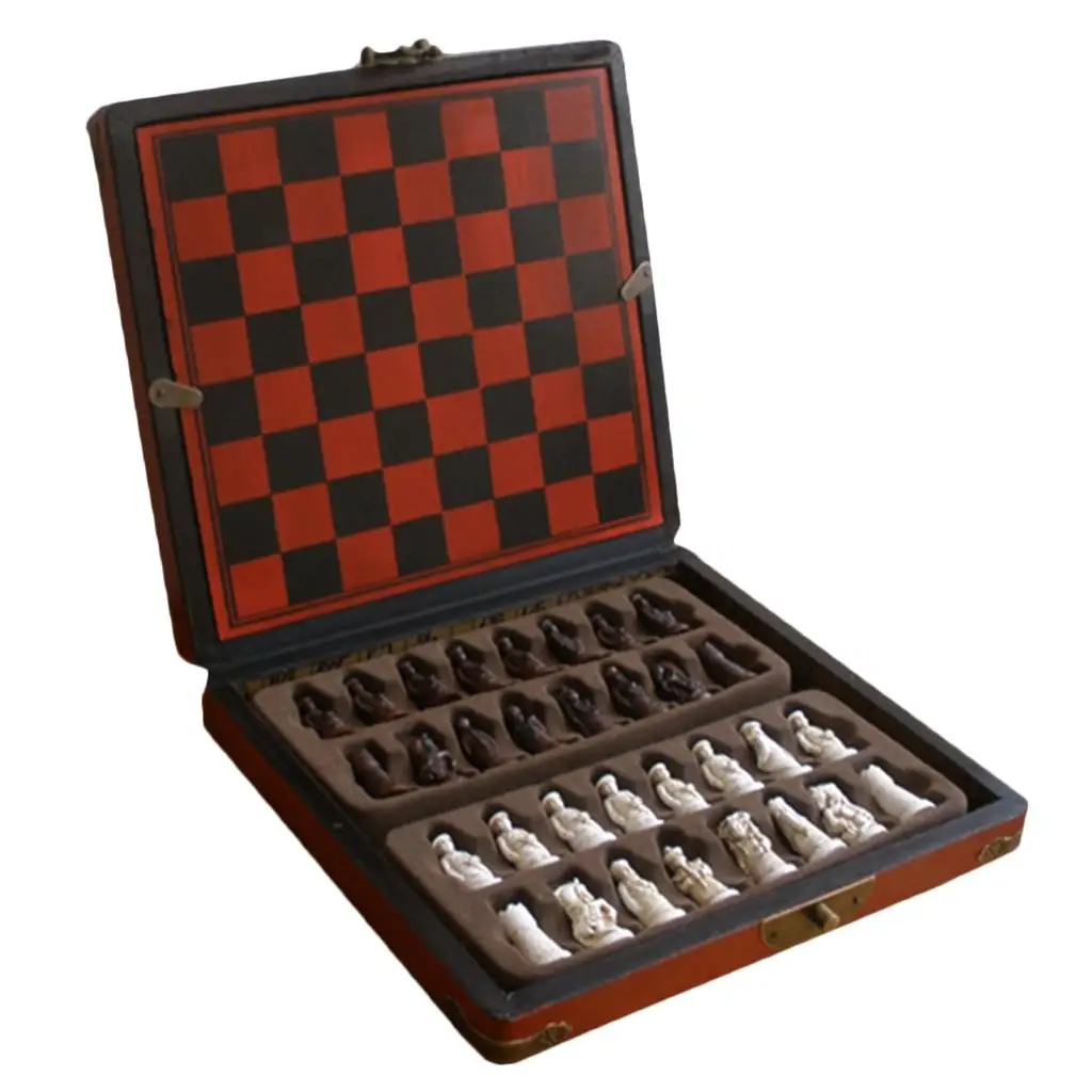 مجموعة الشطرنج الخشبية الرجعية لعبة الشطرنج الجنود الصينيين الترفيهية العائلية #3