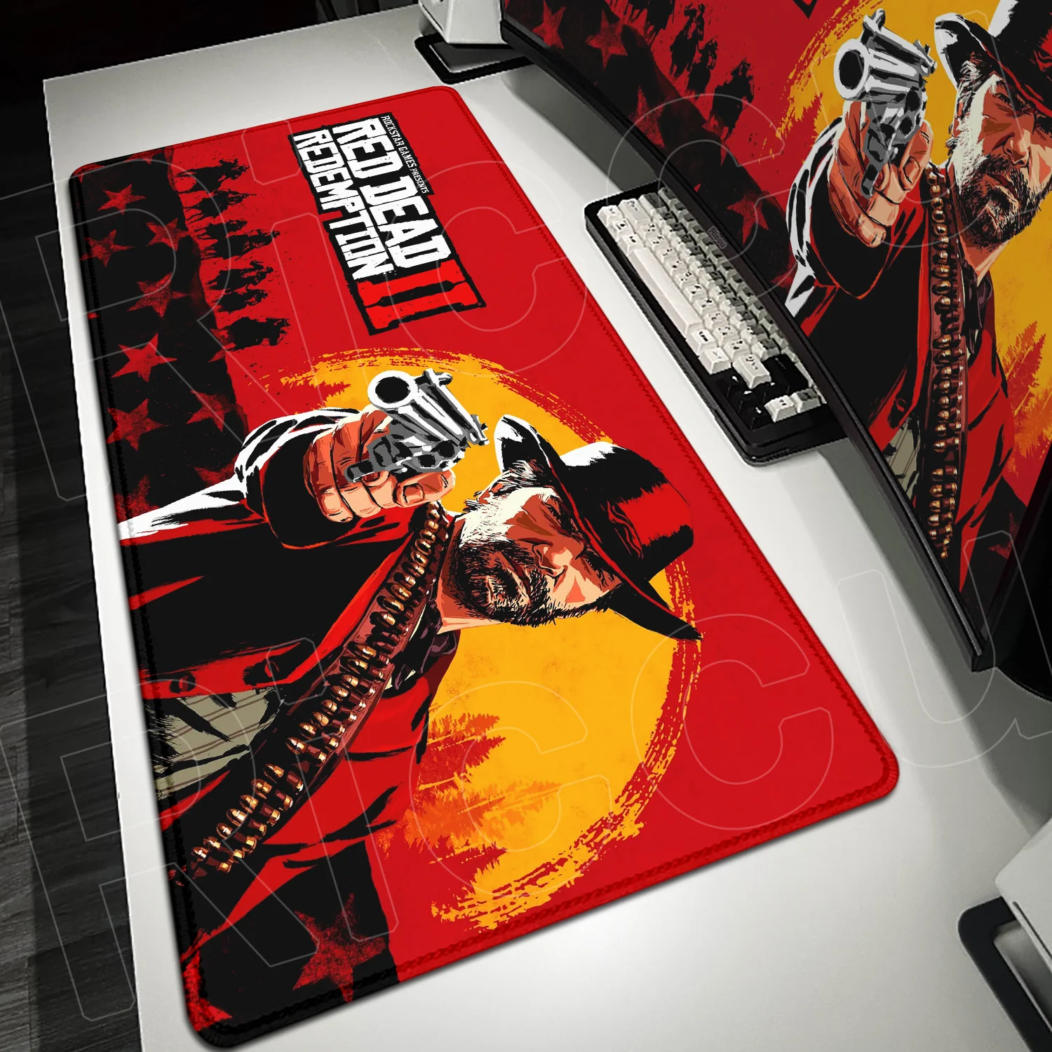 120x60cm Oversized Mousepad Red Dead Redemption 2 Gaming Keyboard Table Pad Computer Office Accessories Anime Non-slip Mausepads