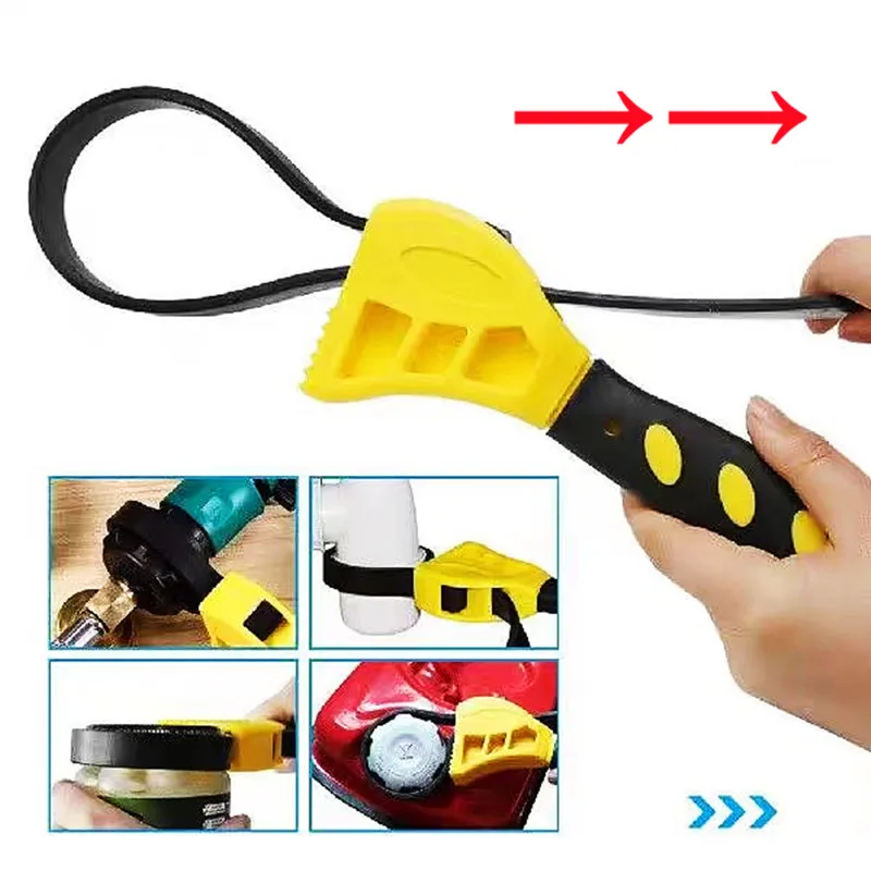 6inch Belt Wrench Adjustable Oil Filter Puller Strap SpannerChain Tools Household Cartridge Disassembly Strap Opener Tool