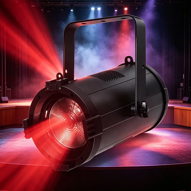 400W High Output 6in1 RGBALC LED Fresnel Spotlight Manual Zoom 20°-60° DMX 1800K-8500K Stage Lighting for Theater Concert Studio