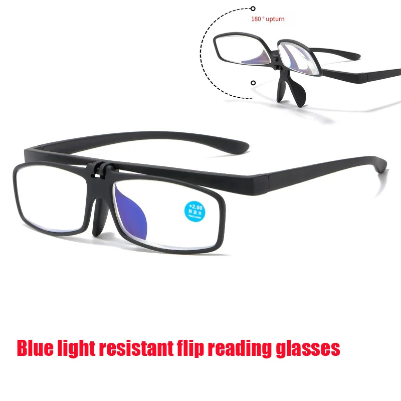 

Fashion Flip Reading Glasses Women Men Anti Blue Rays Presbyopic Vintage Lenses Portable Goggles Shades Diopter +1.0-+4.0 Oculos