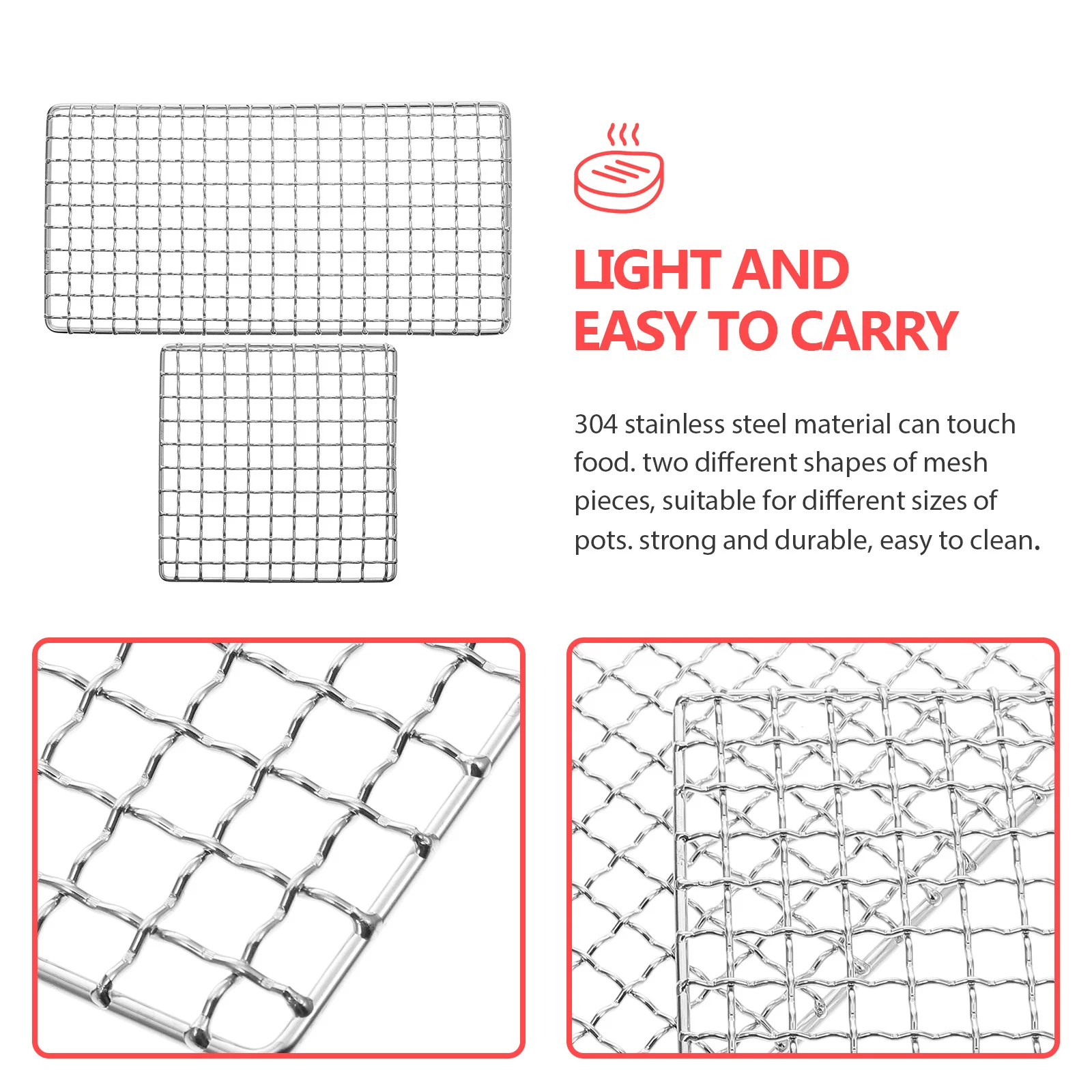 

1Set Stainless Steel Bbq Grill Mesh Portable Professional Heat Resistant Multi-Function Baking Net Camping Outdoor Accessory