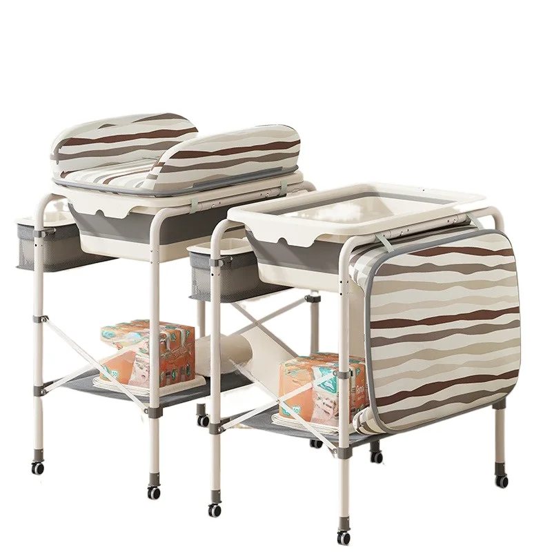 

Multifunctional baby warm tub folding bath tub newborn with bracket changing table nursing table baby bed