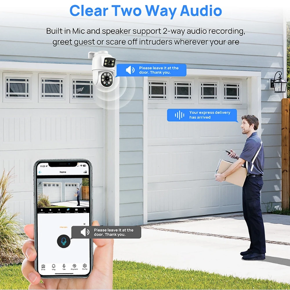 6MP Dual Lens PTZ POE IP Outdoor Camera CCTV Security Two-Way Audio Color Night Video Human Detection Surveillance Xmeye