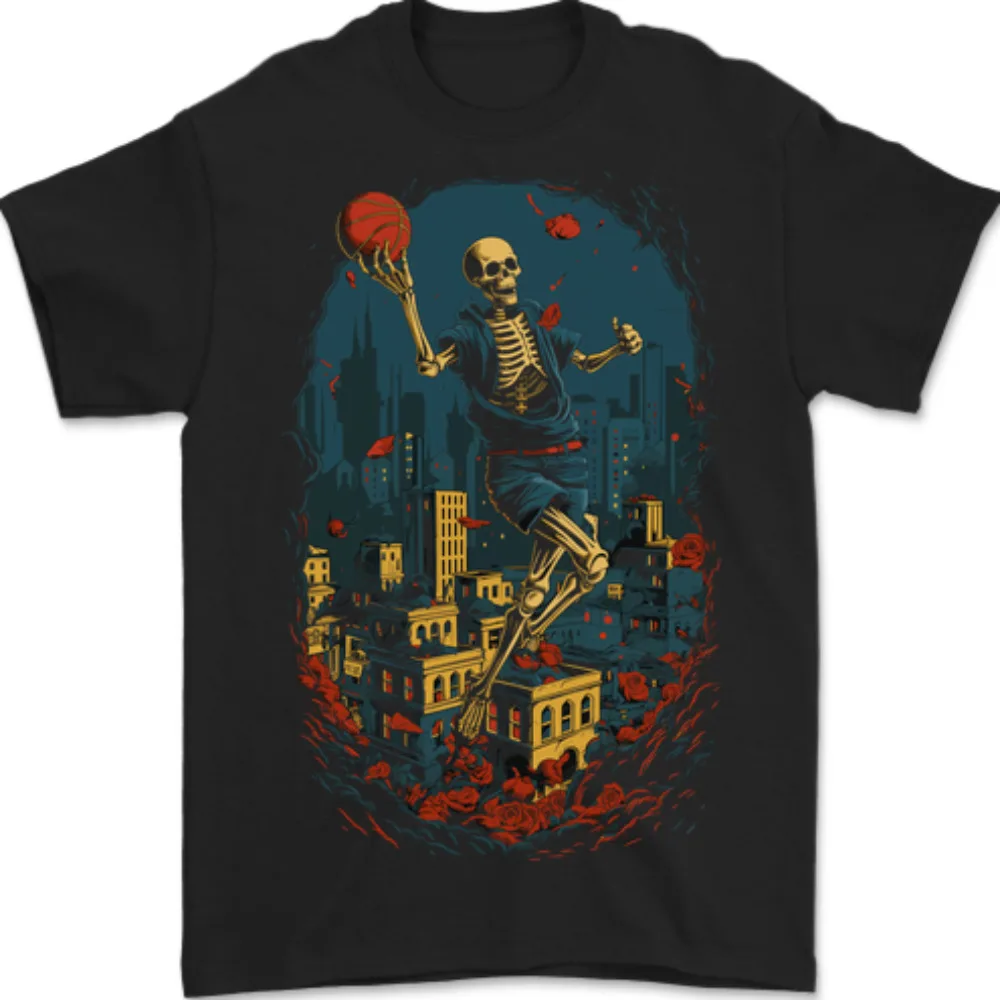 Men's T-shirt Tee: Skull Jumper Fantasy Basketball Player 100% Cotton Anime Graphic T-shirts for Men Clothing Women Tees Y2K top