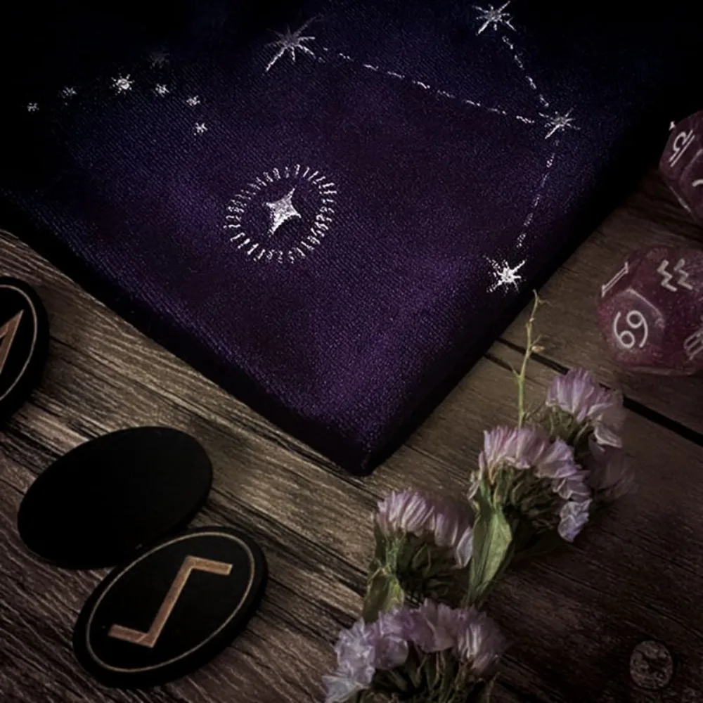 New Velvet Storage Bag Star Printed Rune Dice Tarot Pouch Gift Pouch for Home Storage Jewelry Bag