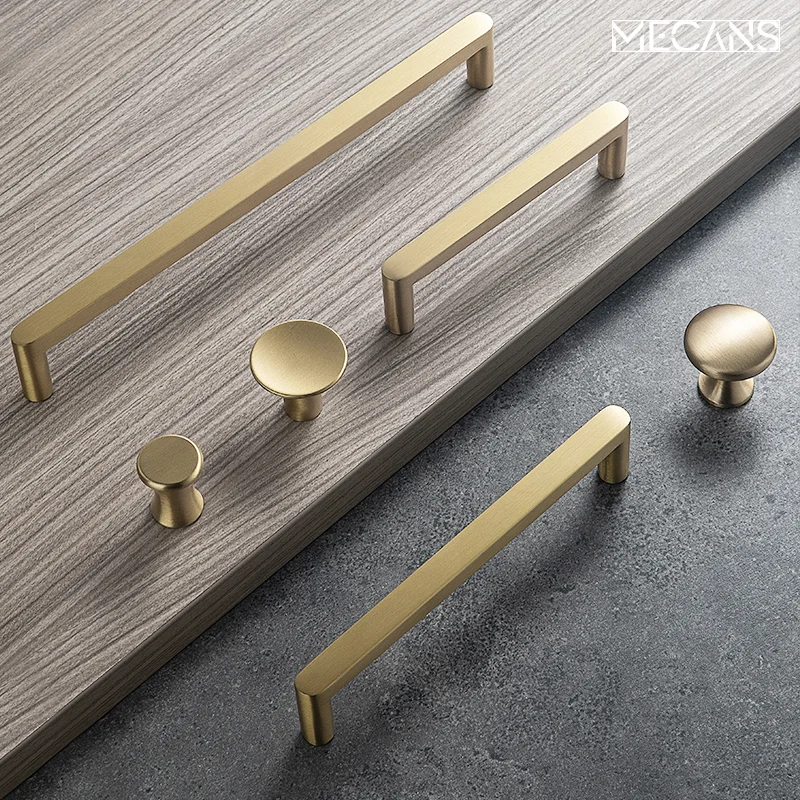 Luxury Gold Knob Pure Copper Kitchen Cabinet Handles Cupboard Door Pulls Drawer Knobs Brass for Furniture Handle Hardware