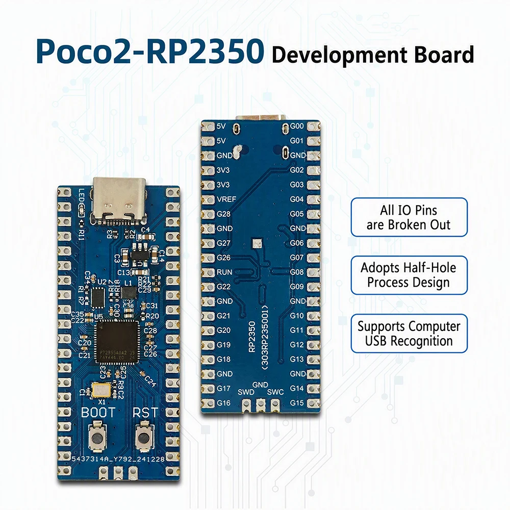 RP2350 Development Board RP2350A Dual-Core ARM Cortex-M33 RISC-V 150MHz 2MB Flash Type-C for Raspberry Pi Pico 2 MicroPython
