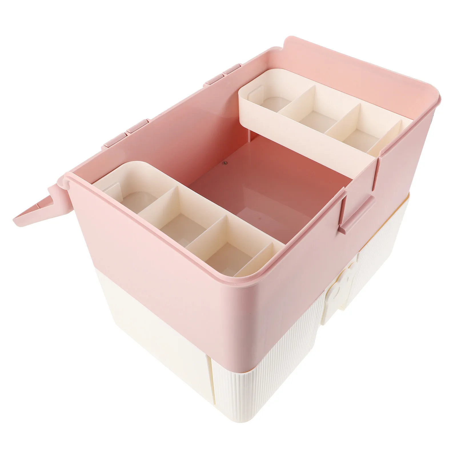 Nail Kit Organizer Dual Layer Design Large Capacity Nail Tools Storage Box with Handle for Travel Makeup Case