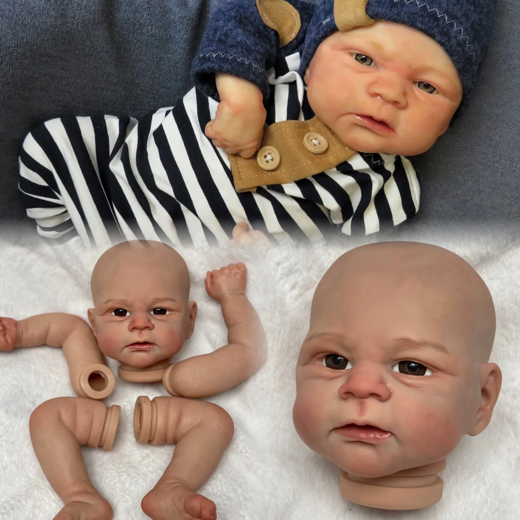 18inch Elijah Reborn Baby Dolls Kits Handmade Painted Unfinished Soft Vinyl Reborn Doll Parts Bebe Toys For Family