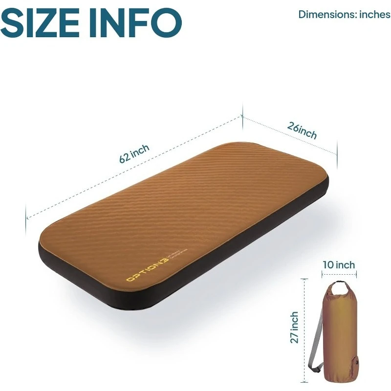 مرتبة تخييم هوائية وإسفنجية، وسادة نوم ذاتية النفخ، سميكة 4.5 بوصة، مع مضخة هواء، كاملة