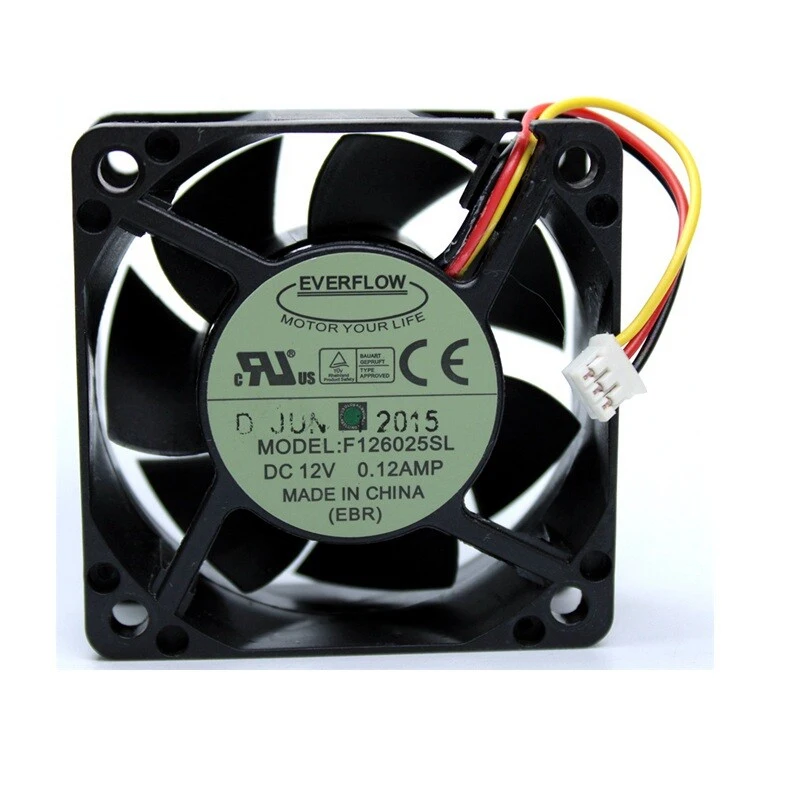 LL+  1PC  0.12AMP PWM 6CM 6025 for Main Box CPU Cooling Fan 3-wire F126025SL DC12V
