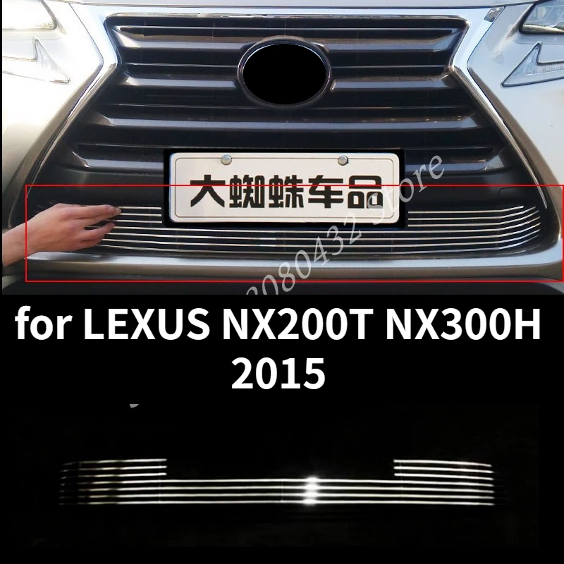 

High-quality Stainless Front Bottom Grill Grid Grille Trim 1pcs for LEXUS NX200T NX300H 2015 Grill Cover Racing Grill Body Kit