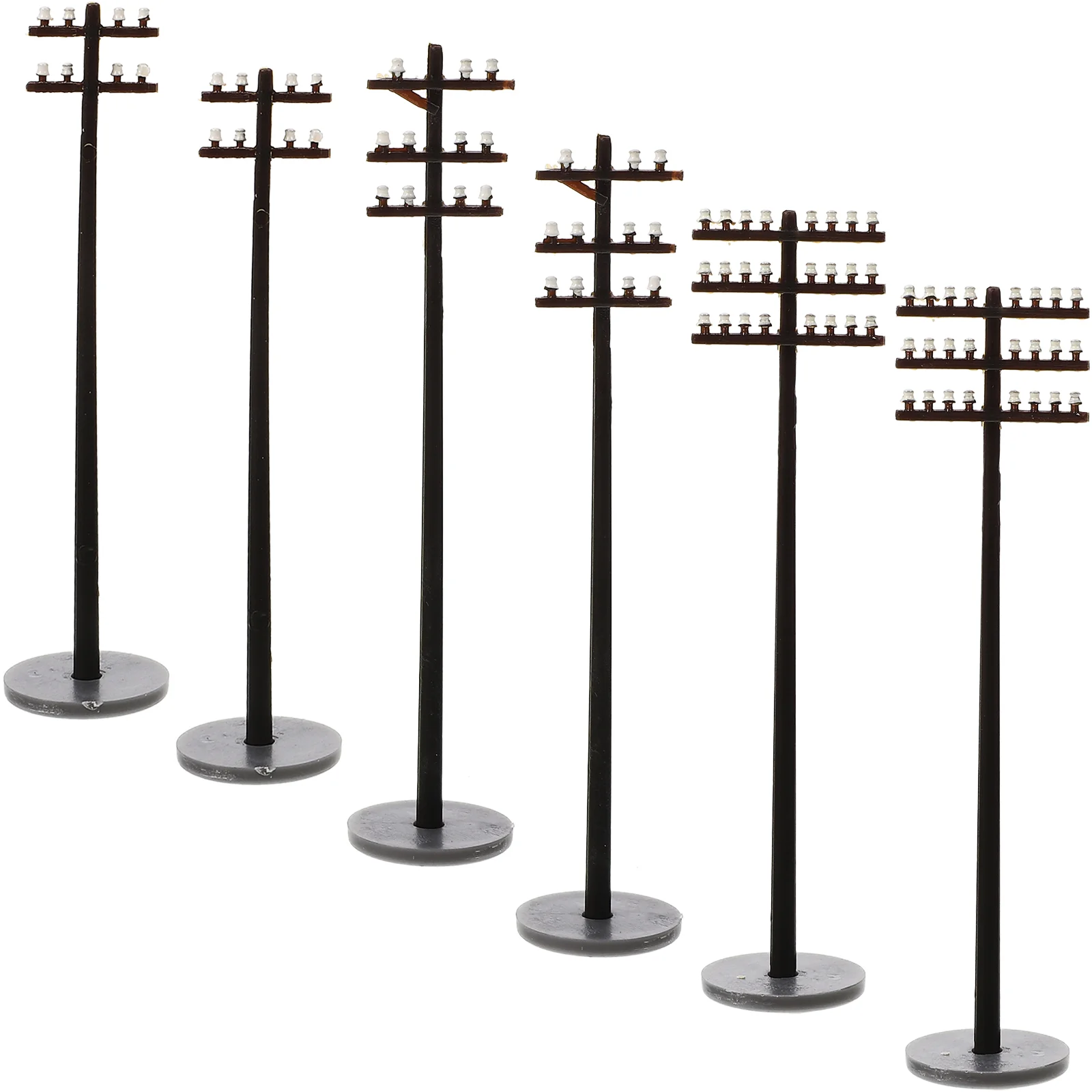 6 Pcs Micro Landscape Telephone Pole Telegraph Poles Models The Black Toy Scenario Plastic Abs Train Layout Child