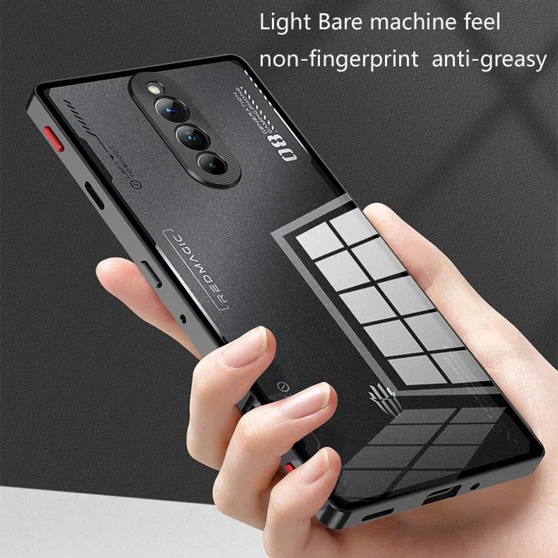 Metal Bumper Phone Case spring Lock buckle For Red Magic 8S Pro Plus Lens Protection one sided Tempered Glass Back Cover Cases