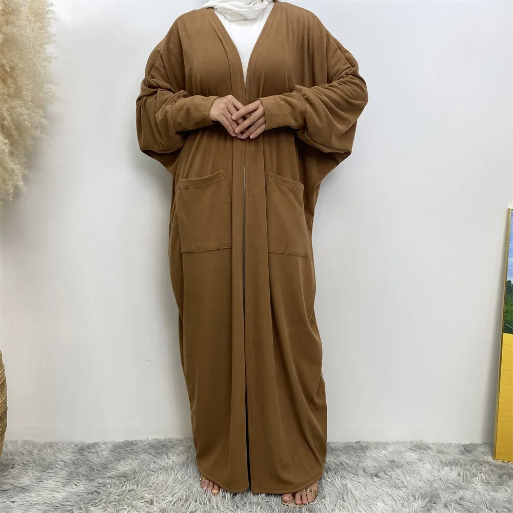 

Open Kaftan Dubai Abaya Turkey Kimono Cardigan Robe Muslim Dress Bat Sleeve Ramadan Pocket Caftan Islam Clothing Kebaya Jalabiya