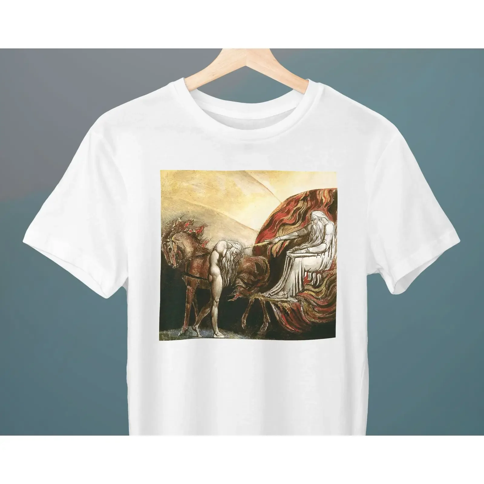 God Judging Adam William Blake Painting T Shirt Art Religious for Her Him Lover vintage Washed Breathable fashion Stylish