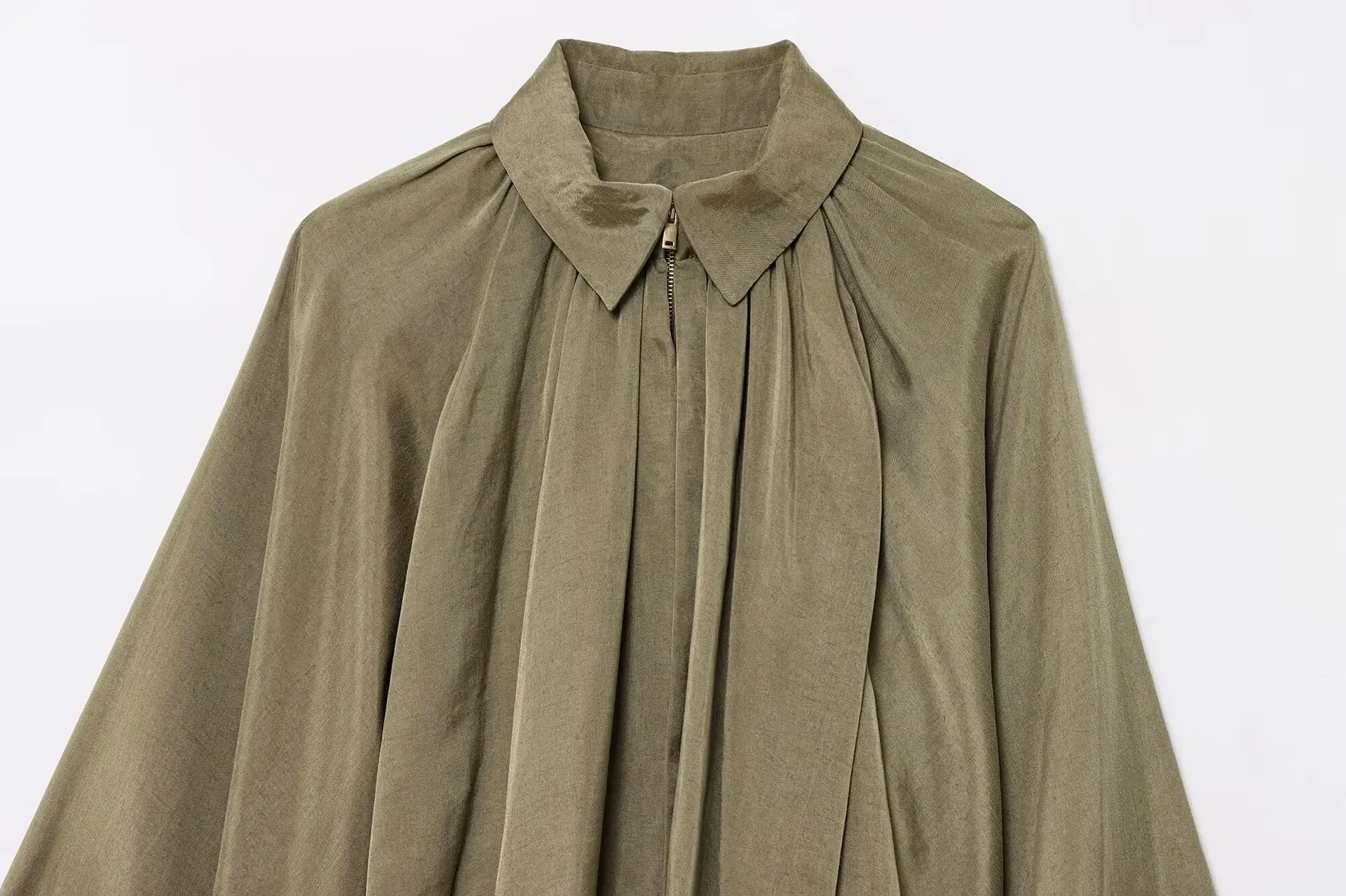 Bomber imbottito Giacche da donna Casual Colletto rovesciato pieghettato Manica a lanterna Giacca primaverile da donna 2025 Capispalla Femme verde