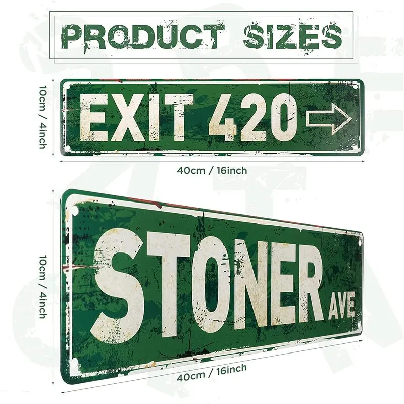 Five O Clock Somewhere Unique Metal Signs Exit 420 Street Plaque Rustic 16 X 4 Inches ELM st Wall Decor Stoner Ave Metal Plaque