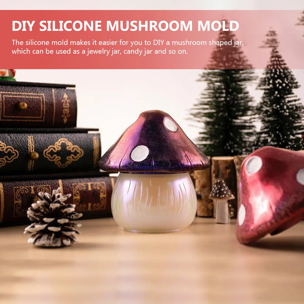 

Mushroom Silicone Mold DIY Crafts Jar Epoxy Casting White Reusable Nonstick Cleaning Jewelry C y Storage Container