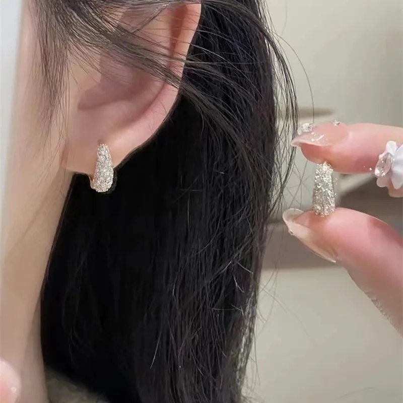 Geometric Zircon Light Luxury Temperament Circle Ear Clip Female Niche Gentle Fashion and Fully-Jewelled Eardrop Earring New