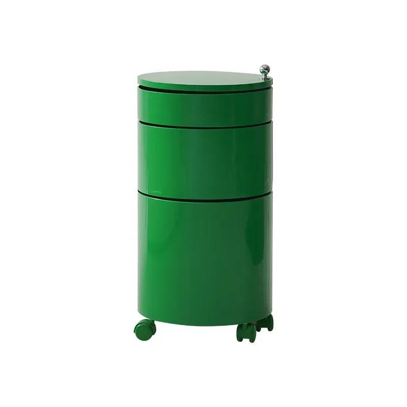 Korean Style Round Rotating Multi Layer Storage Cabinet with Wheels Removable Sofa Side Table Bedside Nightstand Organizer