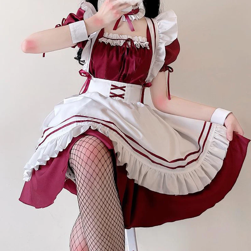 Cos Lolita Maid Outfit Student Daily Patchwork Puff Sleeve A-line Mini Dress