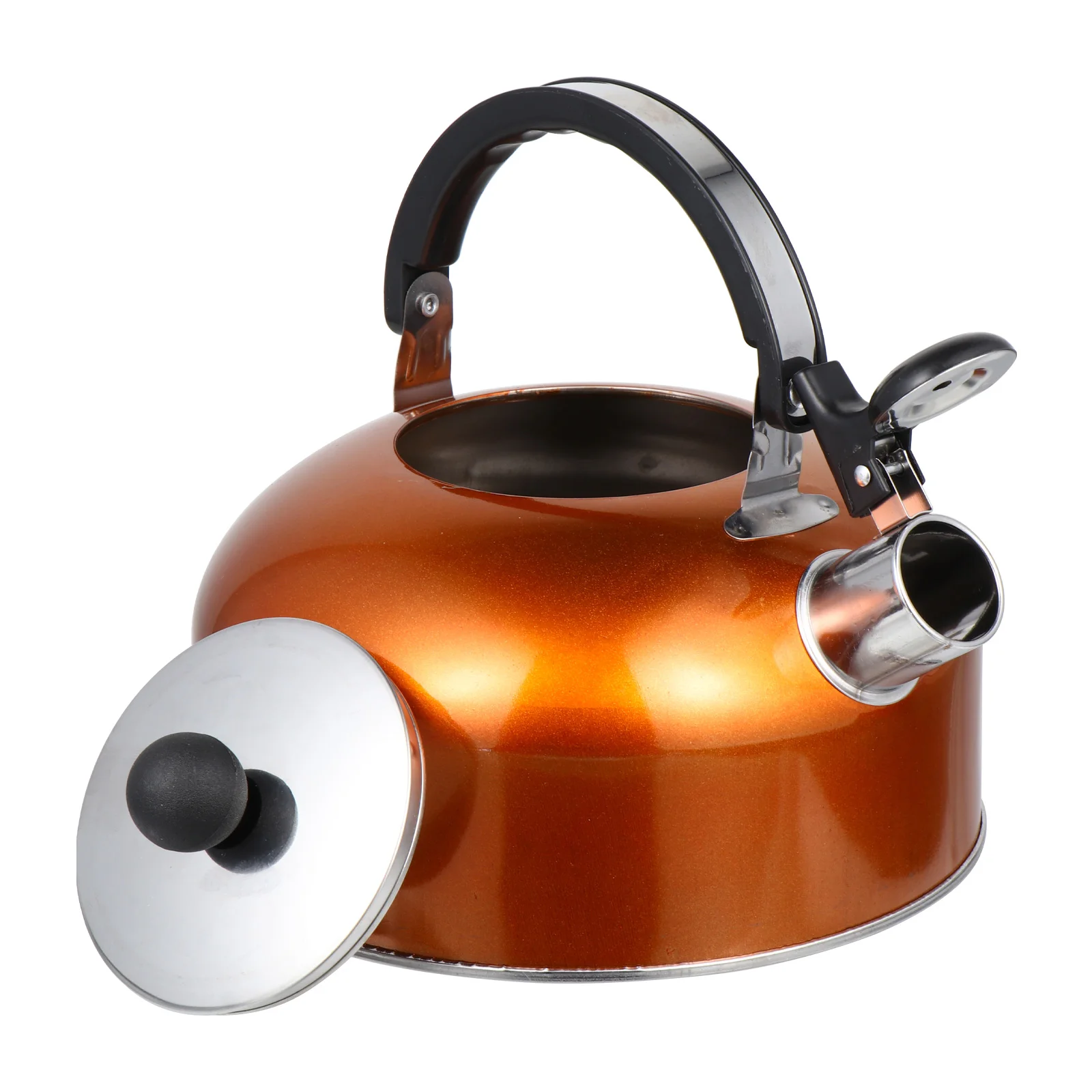 

Gas Top Boiled Kettle Water Jug Boiling Teapot Metal for Stove Orange Stainless Steel