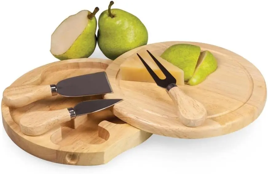 Tábua de queijo de madeira com tema NFL e conjunto de facas – perfeita para charcutaria e corte