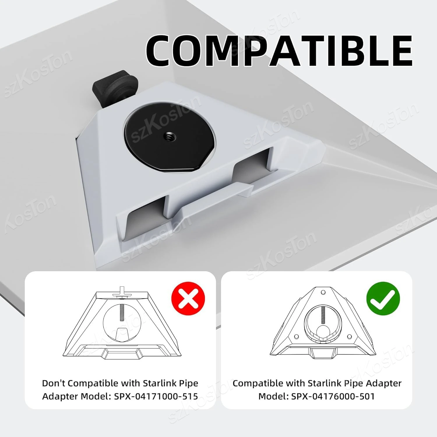 【NOWOŚĆ 2025】Uchwyt mocujący do Starlink Mini (SPX-04176000-501) do montażu na drążku, aluminiowy stojak do samochodu, kampera, jachtu, przyczepy kempingowej — zdjęcie produktu 2