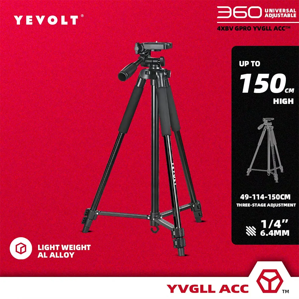 YEVOLT YVTRP150 Laser Level Tripod 1.5M Aluminum Alloy Adjustable Height Tripod Adapter Tripod Stand For Self-Leveling Tool