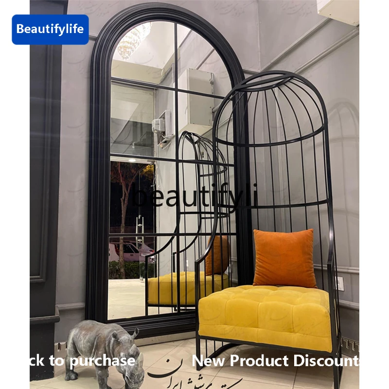 

cqy Nordic simple arched home floor-to-ceiling full-length mirror wall-mounted full-length mirror designer mirror