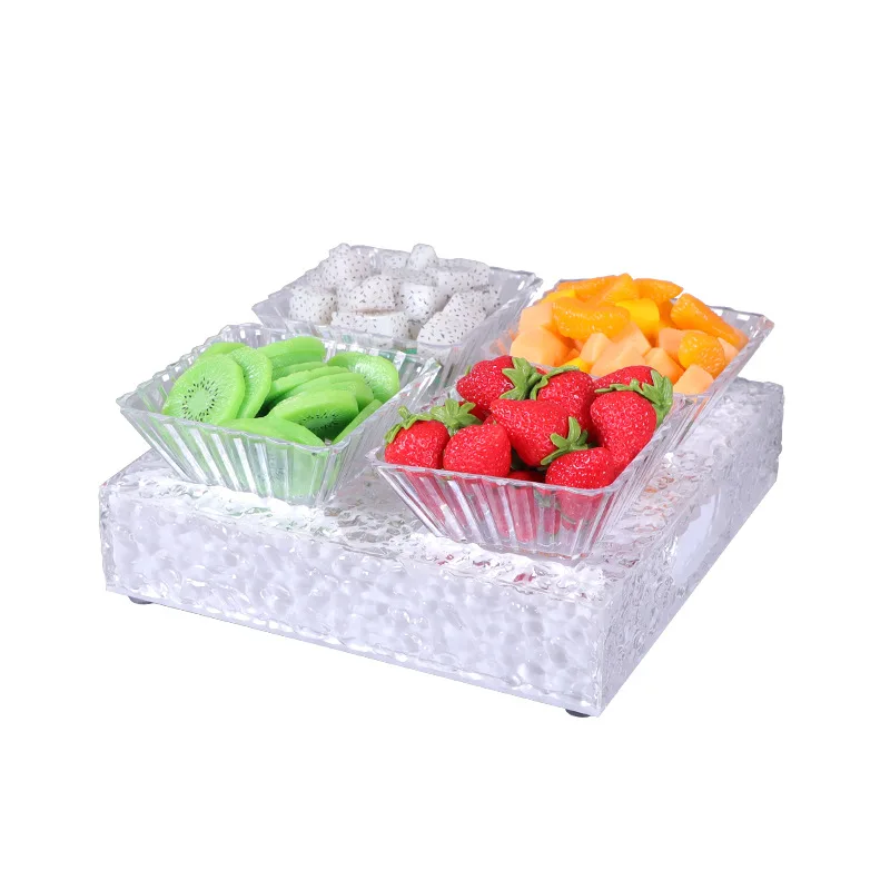 

Bar night game KTV preparation single luminous fruit plate stainless steel clear bar zero snack grid platter rack