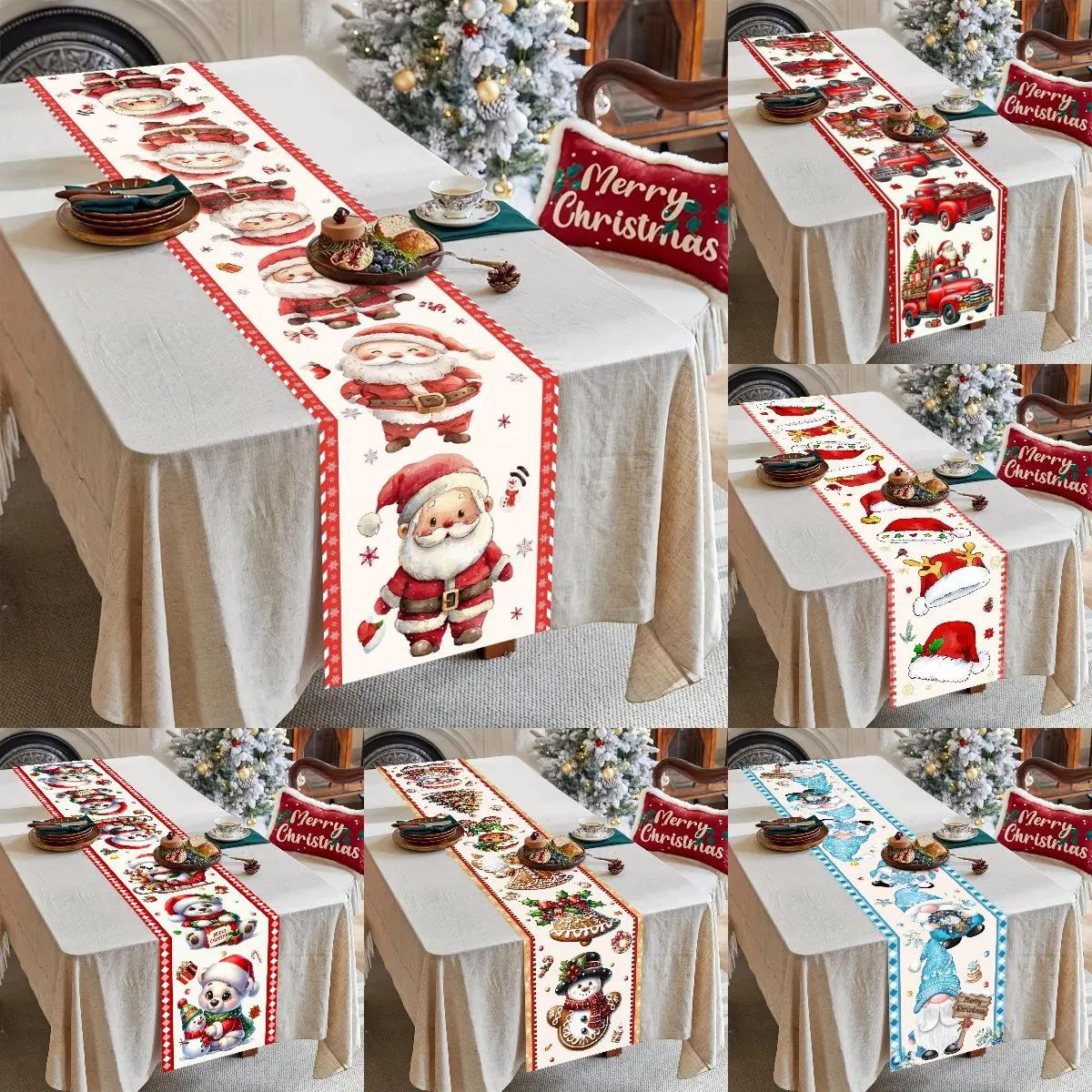 Weihnachten Tischläufer Frohe Weihnachten Dekoration für Zuhause Weihnachten Party Dekor 2025, Navidad Notal Noel Ornament Frohes Neues Jahr 2026