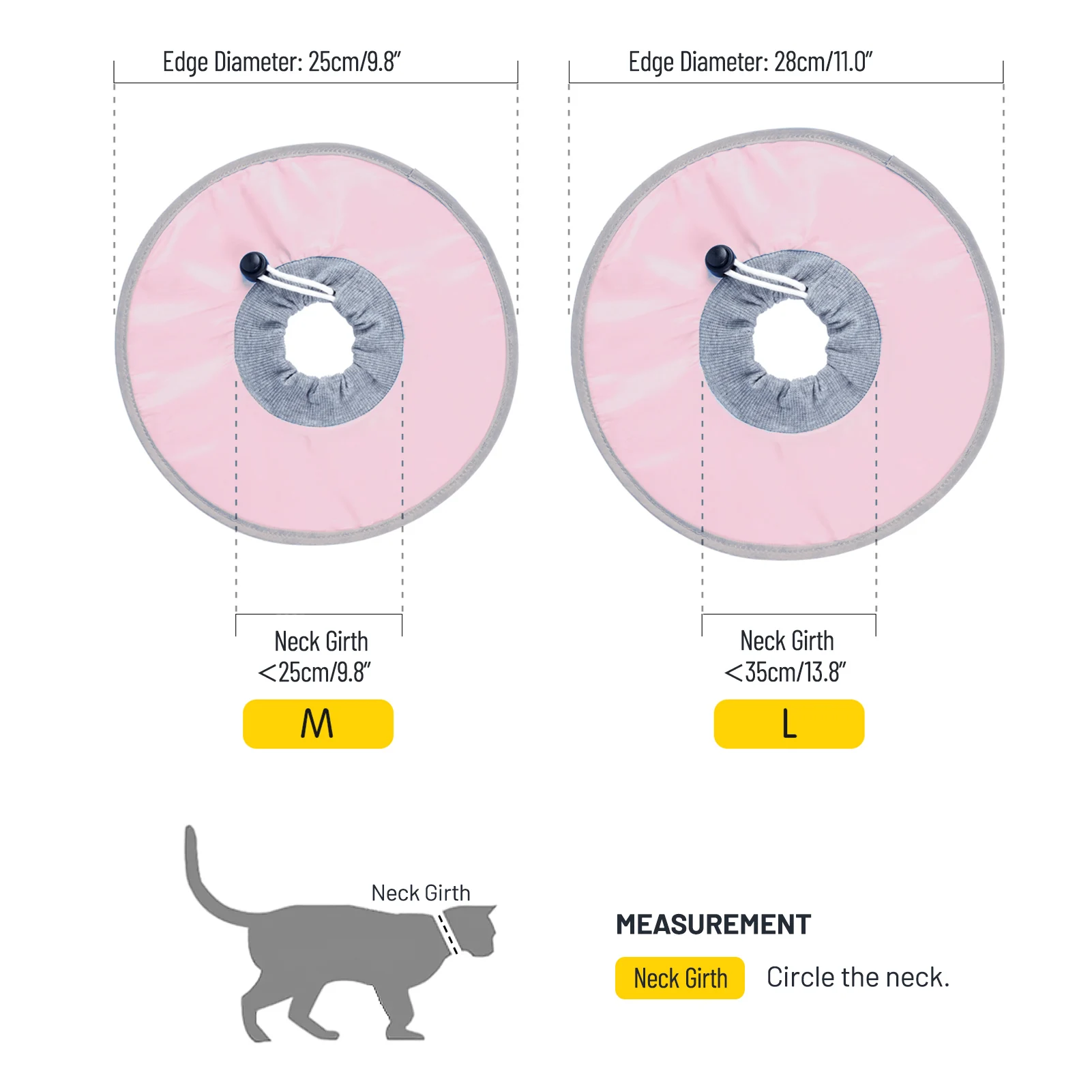 Waterproof Cat Recovery Collar Cat Cone Collar Stop Licking Adjustable Ribbing Neck Recovery Collar  Adjustable Pet Cone Collar