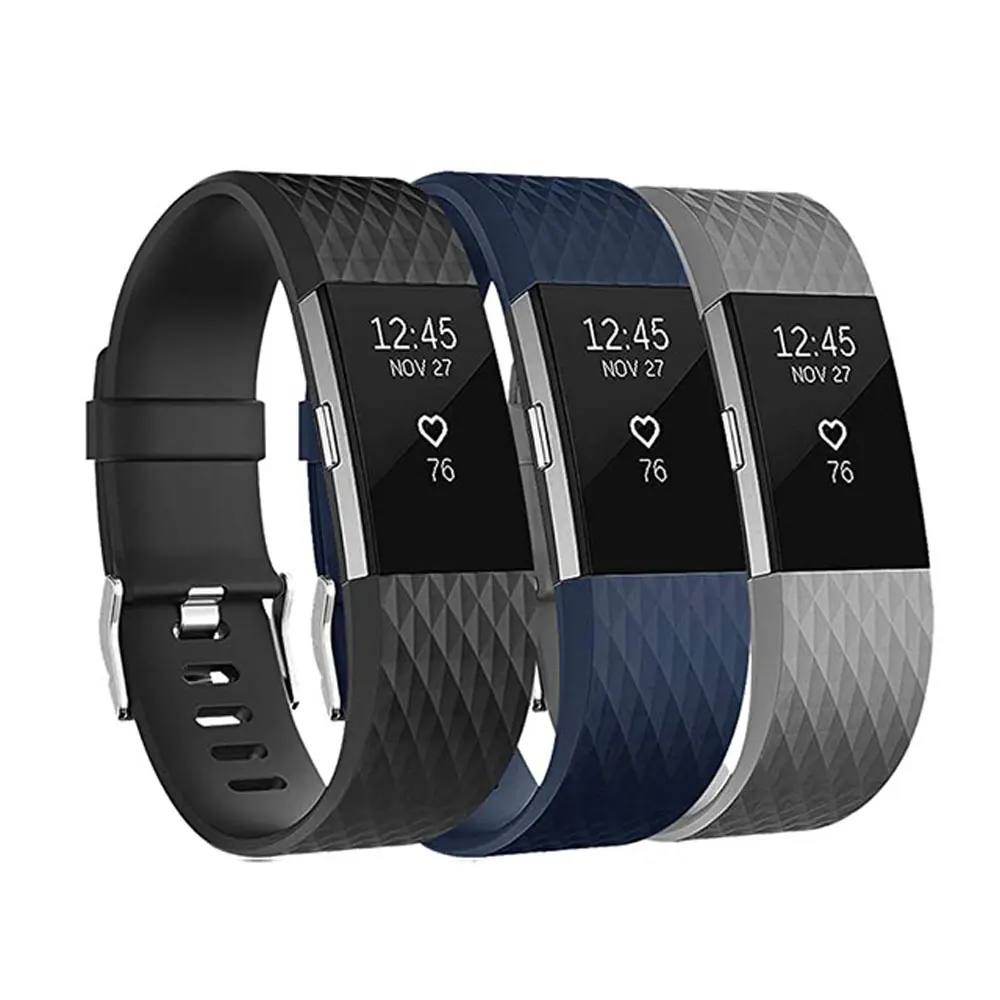 3 قطع من حزام ساعة TPU الناعم لساعة Fitbit Charge 2 سوار معصم بديل لملحقات حزام Fitbit Charge2