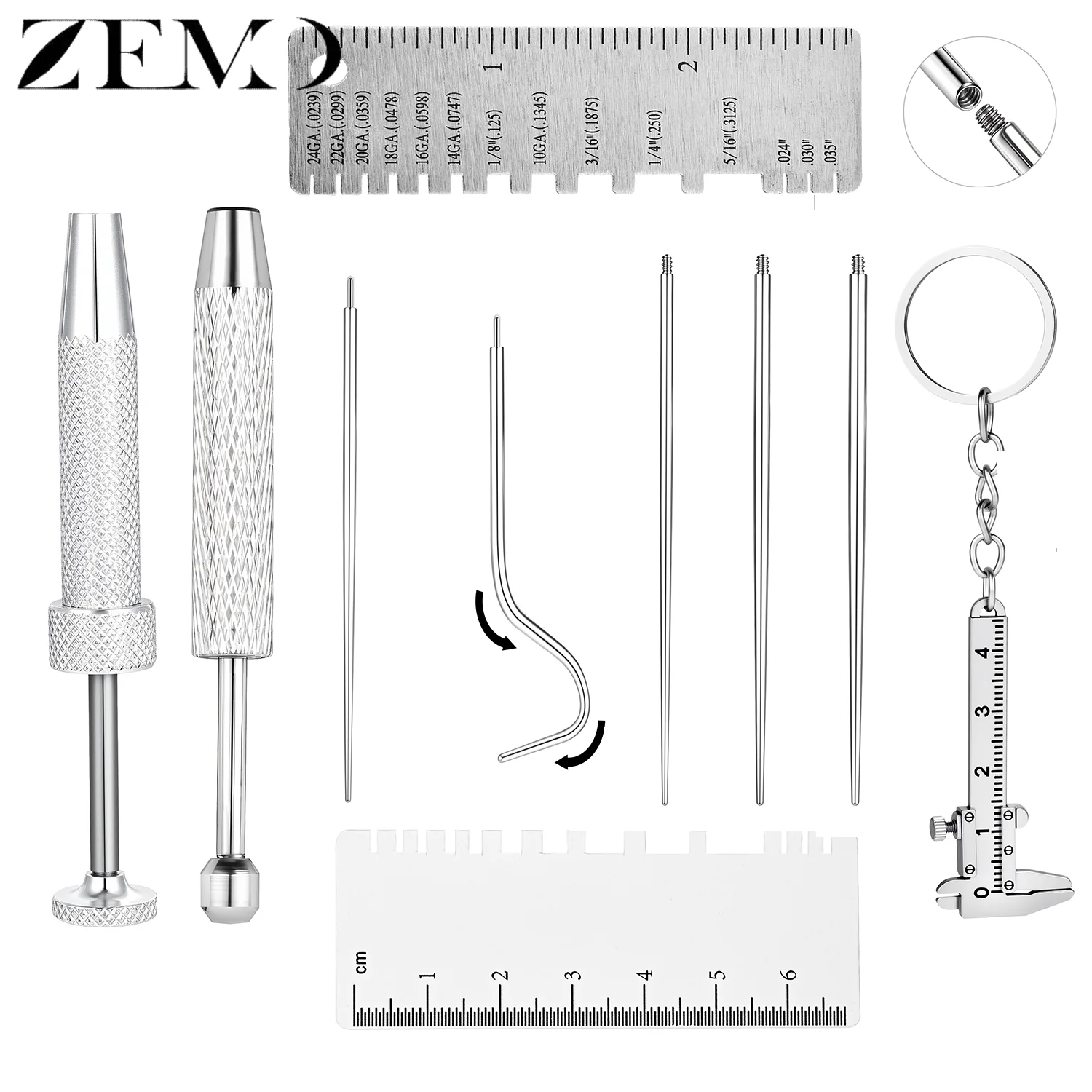 Body Jewelry Measurements - ZEMO 1-10 Pezzi Strumento per Piercing