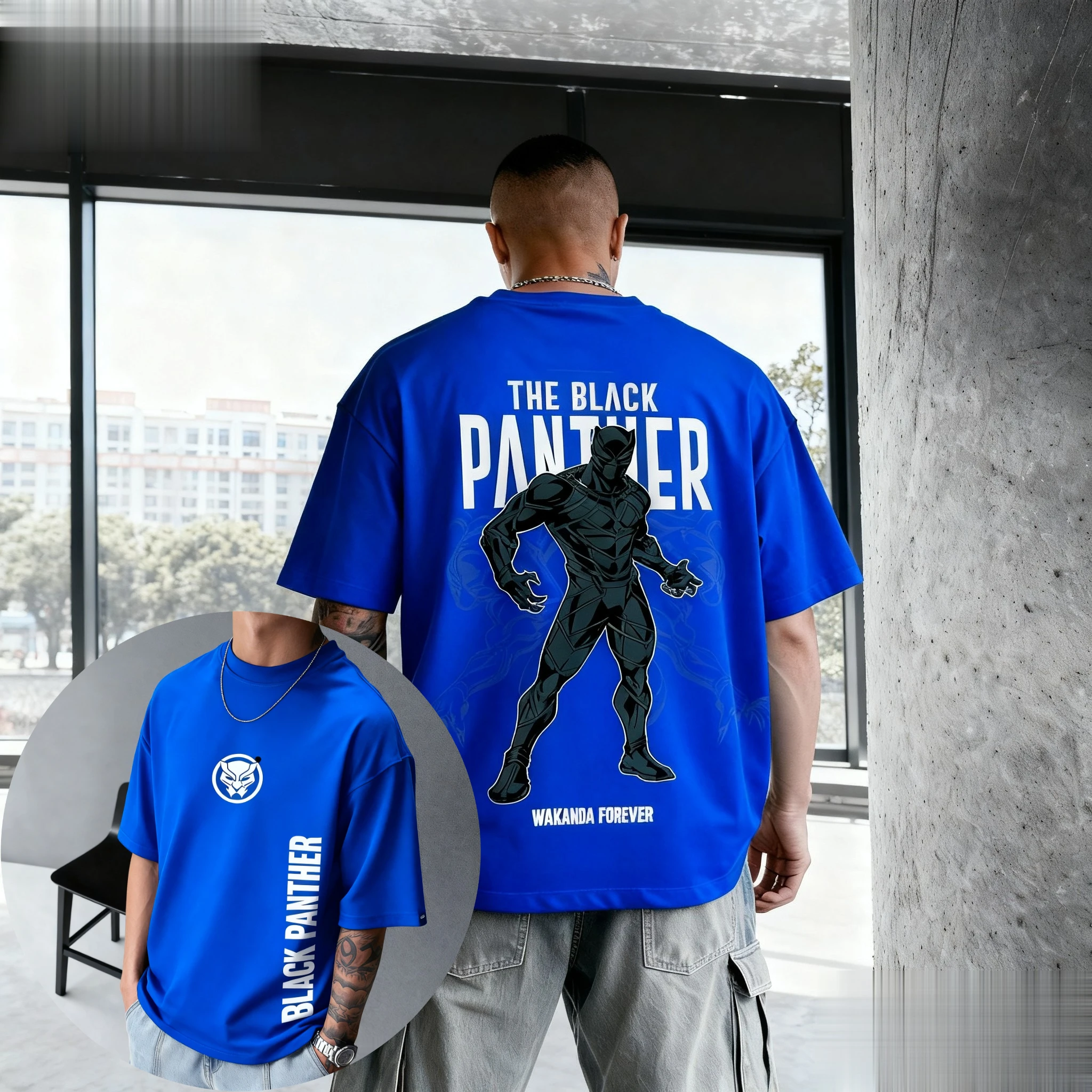 تي شيرت مارفل بلاك بانثر واكاندا للأبد جرافيك تي شيرت رجالي بأكمام قصيرة مطبوع عليه خارقة ملابس غير رسمية تي شيرت صيفي عصري #3