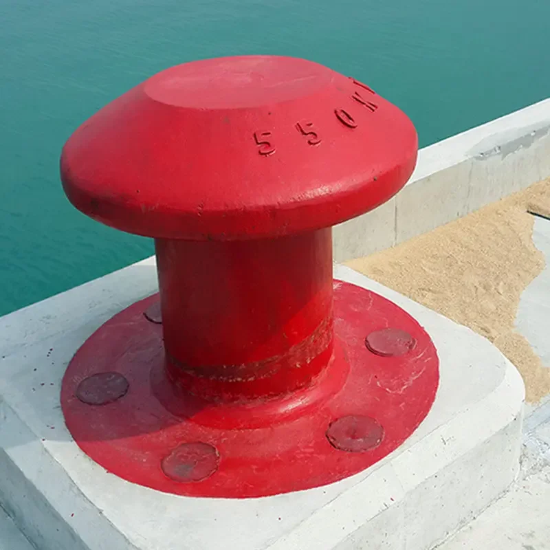Wharf cast steel mooring, single and double head round bottom floating mooring hook, marine equipment with cable piles