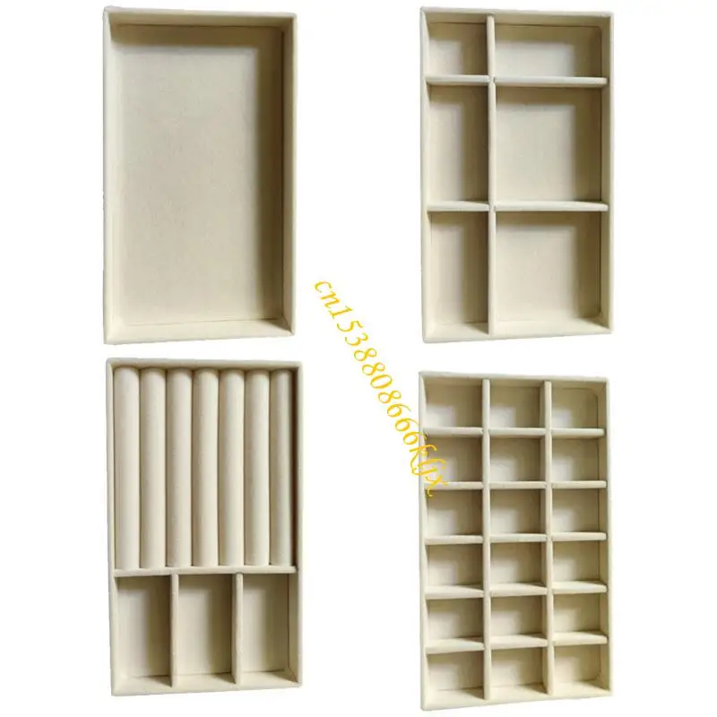 

4 Pack Velvets Lined Jewelry Holder Box with Compartments Jewelry Displaying Tray 066C