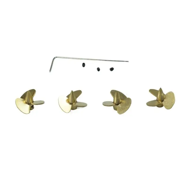 12.4mm 3-Blade Copper Propeller Set RC Boat 1/350 Scale 1.5mm Shaft 4pcs