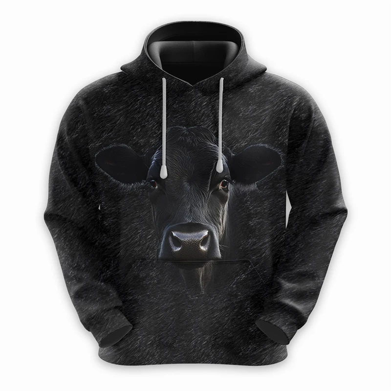 Funny Cow Graphic Hoodies For Men Fashion Autumn Cute Cows Cattle 3D Printed Kids Hooded Sweatshirt Casual Loose Pullovers Tops