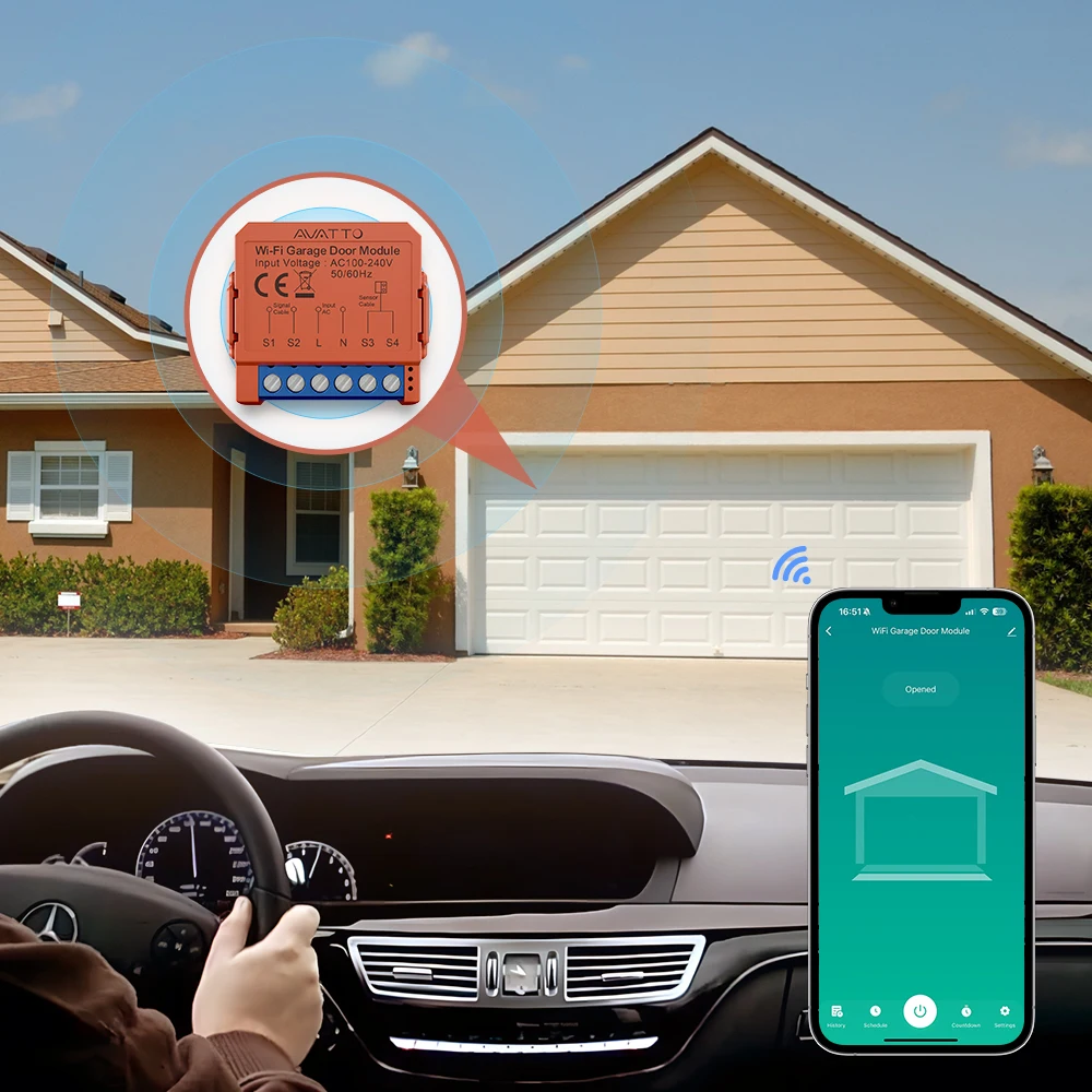 AVATTO WLAN-Garagentoröffner, Smart App Fernbedienung, Sprachsteuerung, Tor- und Türschaltermodul, kompatibel mit Tuya, Alexa, Google Home, Alice – Detail 3