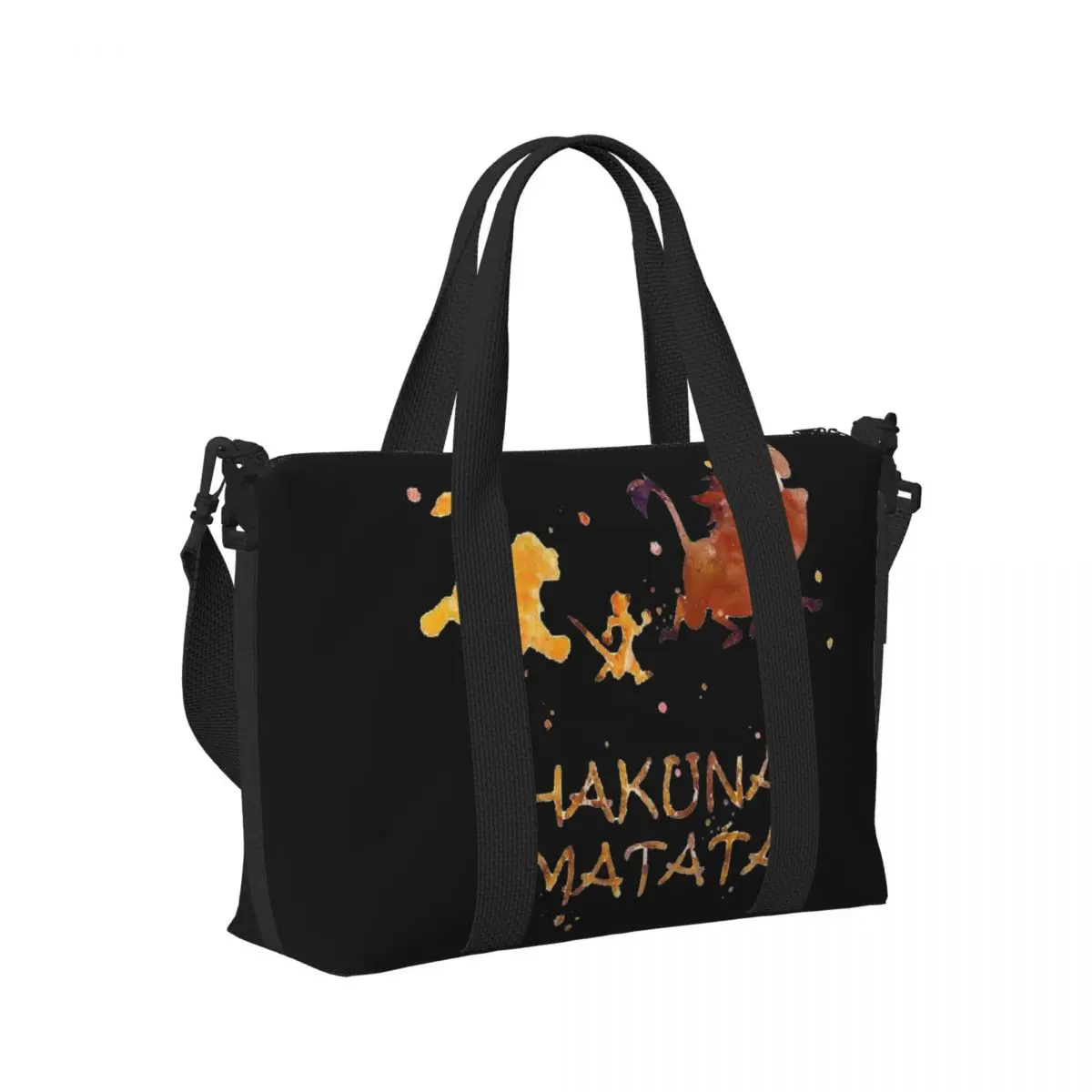 Custom Hakuna Matata Tote Bag for Women Large Capacity The Lion King Gym Beach Travel Bags