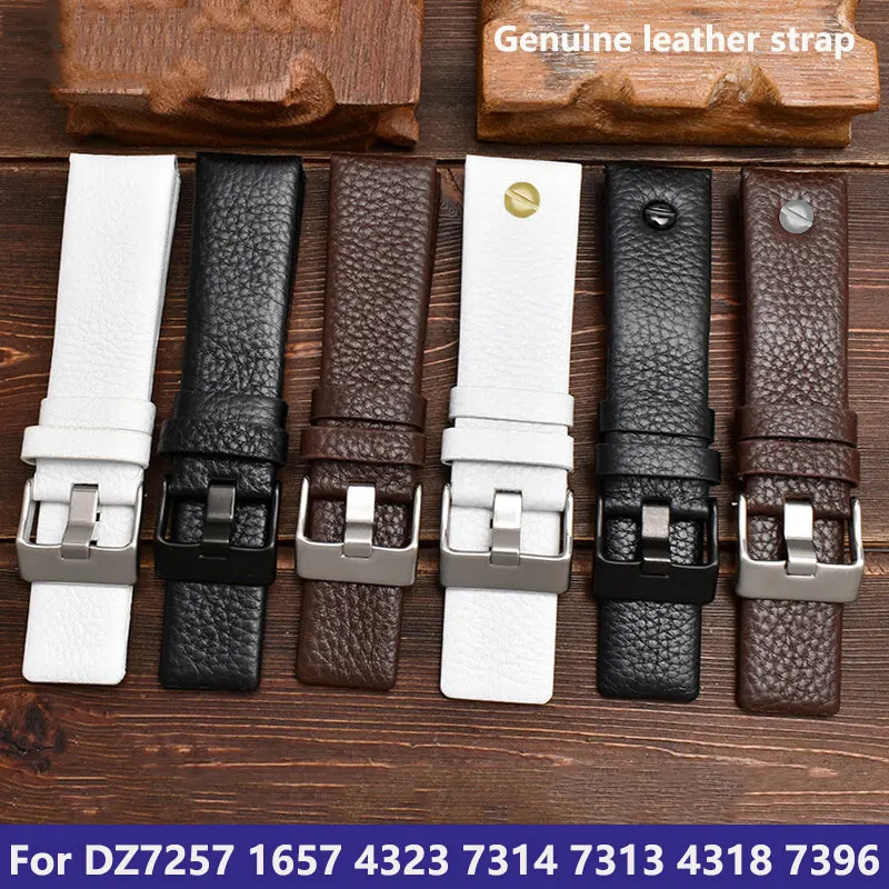 

For Diesel genuine lea-ther strap DZ7257 1657 4323 7314 7313 7371 series cowhide watchband men's bracelet 22/24/26/28/30/32mm