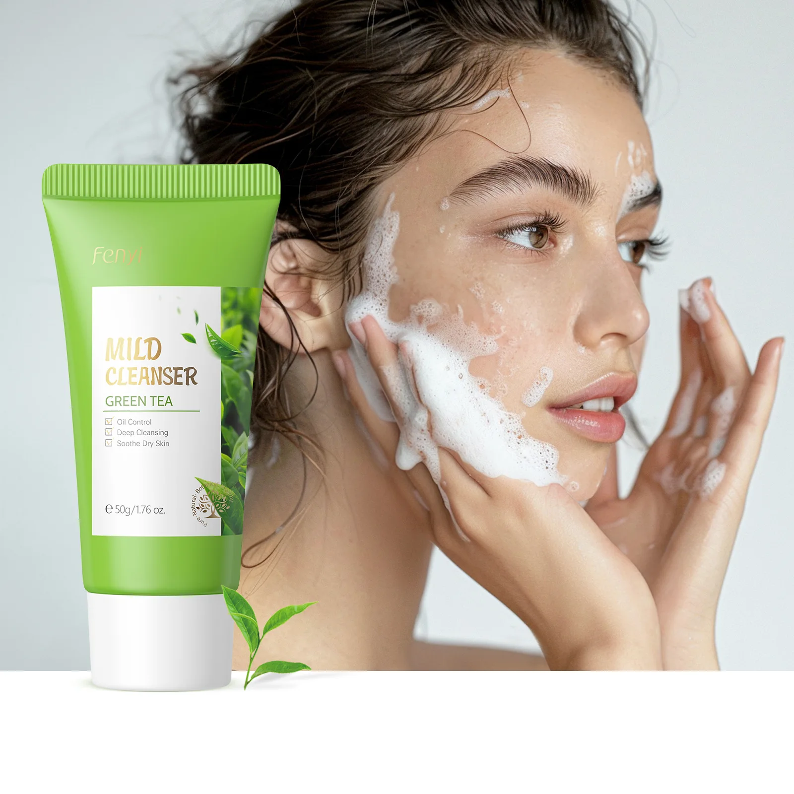 

Green Tea Facial Cleanser Skin Deep Cleansing Moisturizing Blackhead Removal Skincare Face Wash Foam Face Cleanser Skin Care