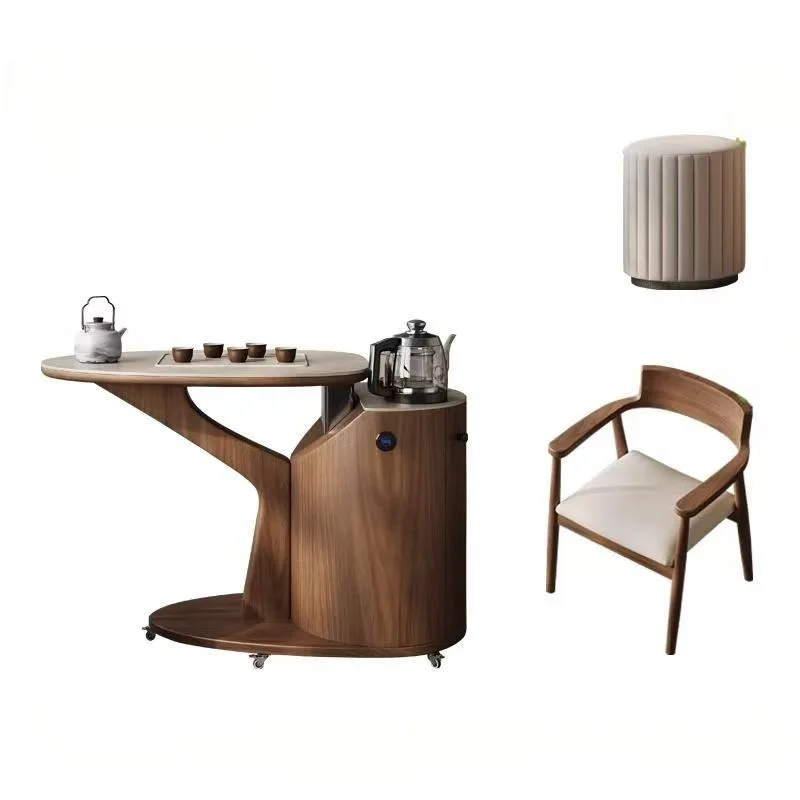 

Mobile tea table household small tea cart balcony exquisite tea table and chair combination