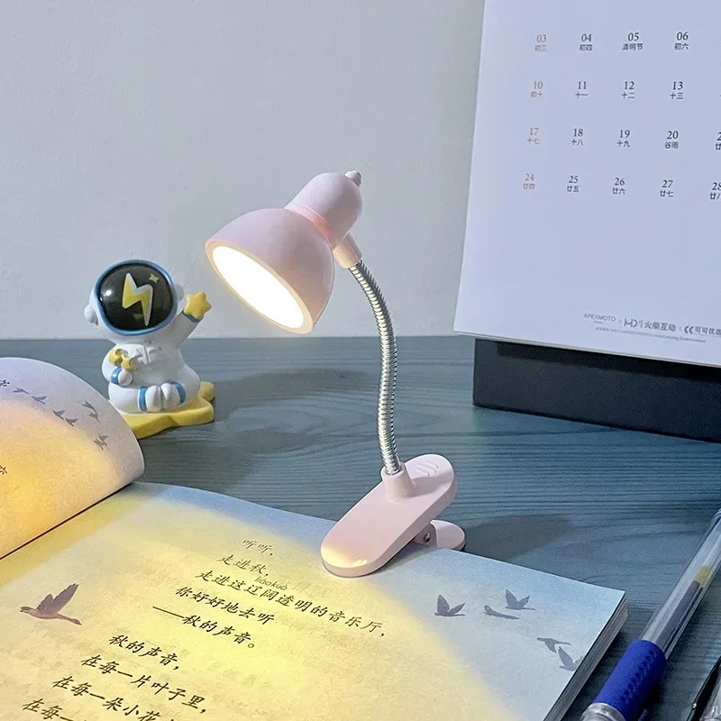 1Pcs Portable Eye-Friendly Reading Lamp - Warm & Bright Clip-On Light with Long-lasting Battery for Books and Desks